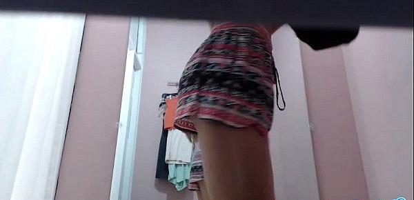  hot teen latina in private dressing room bent over in front of camera